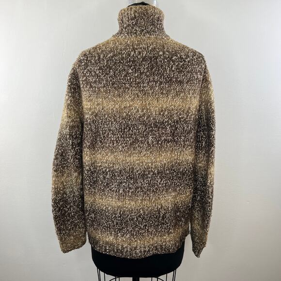 Vintage GAP Brown Knit Striped 1/4 Zip Turtleneck Pullover Sweater M Medium - Picture 6 of 8